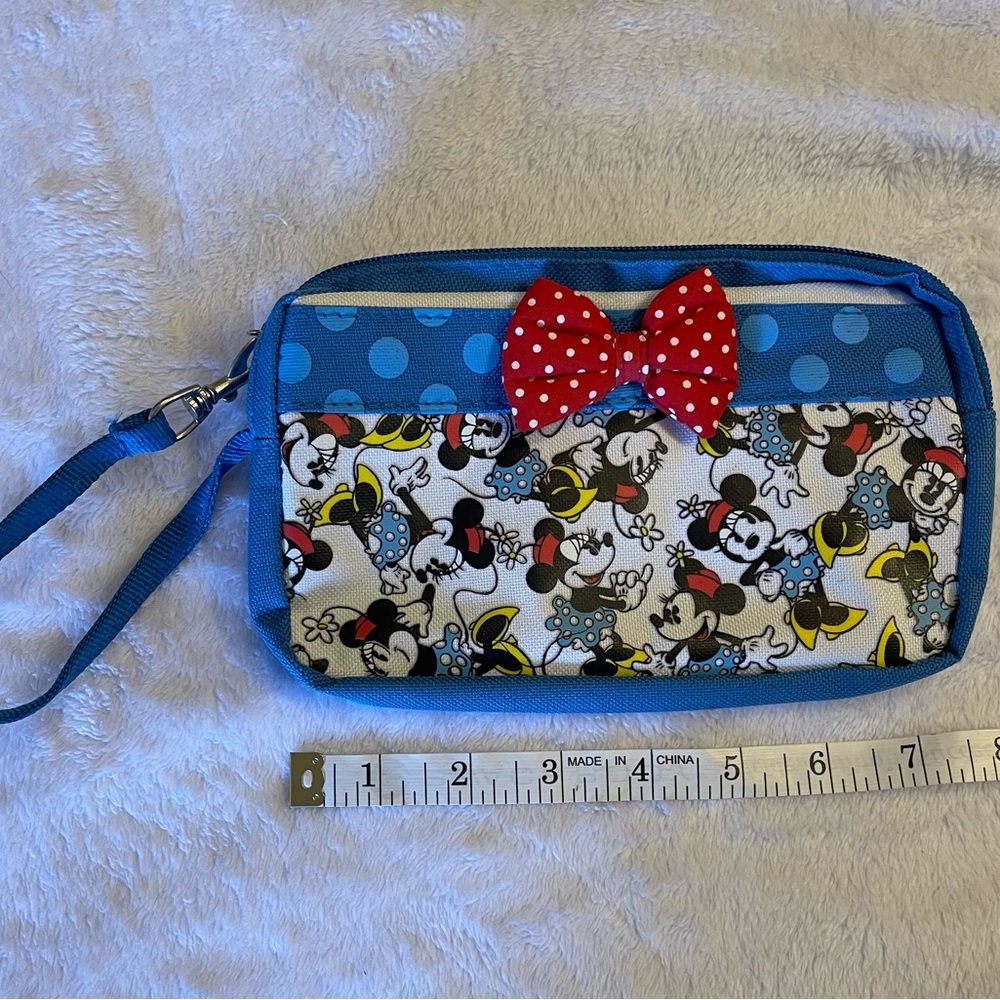 Disney Blue and Red Polka Dot Minnie Mouse Wristlet